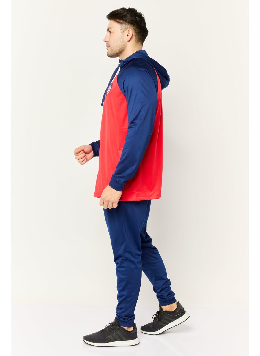 Nike Men 2 Piece Sportswear Fit Long Sleeve Football Tracksuit, Red/Navy  - Image 3