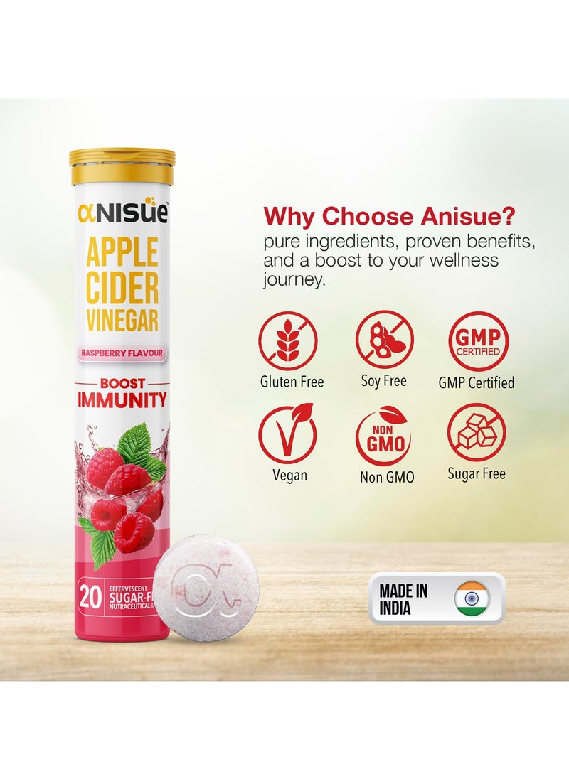 Anisue - Apple cider vinegar PACK OF 2 Raspberry Flavour 40 Effervescent Tablets Pack Of 2 - 40 Tablets - Image 1