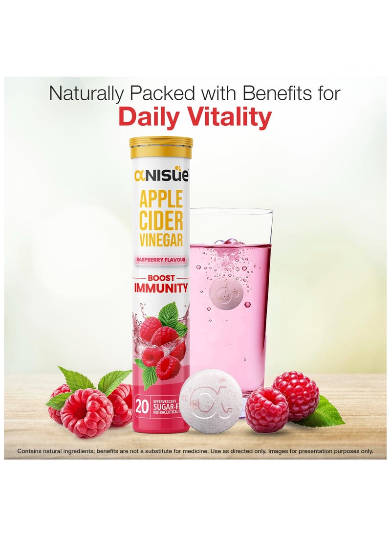 Anisue - Apple cider vinegar PACK OF 2 Raspberry Flavour 40 Effervescent Tablets Pack Of 2 - 40 Tablets - Image 1
