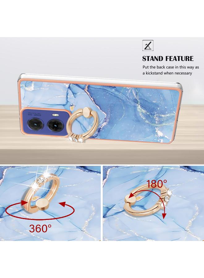 erorex Case For Motorola Moto G85 Electroplating Marble Dual-side IMD Phone Case with Ring - Image 3