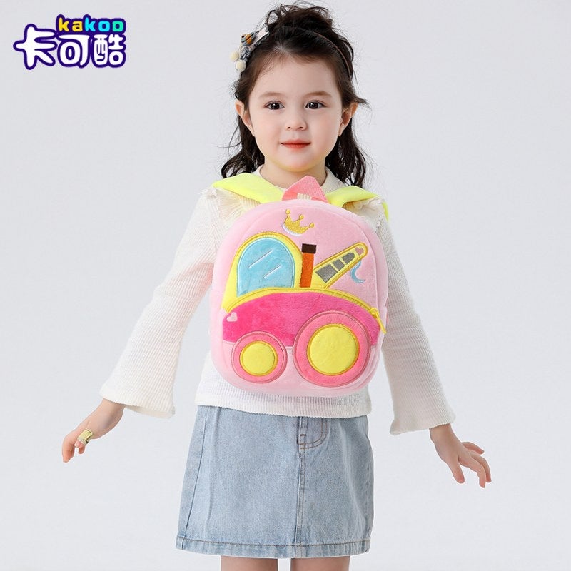 Plush Kids Backpack, Crane Truck Vehicle Design, Soft Lightweight School Bag for Toddlers and Preschool Kids - Image 3