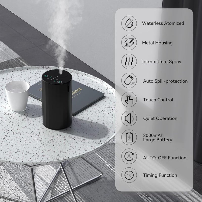 GMSYSW Waterless Essential Oil Diffuser Aromatherapy Scent Diffusers for Home Large Room, Bedroom, Car, Office, Desk, Battery Operated Mini Portable Air Freshener (Black) - Image 3