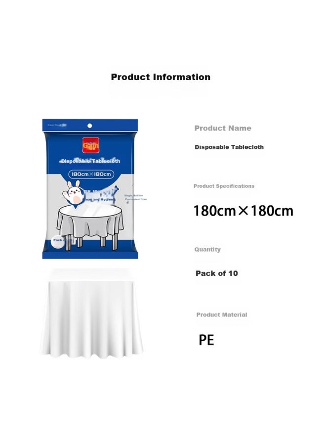 profit Lide Disposable Tablecloths, Thickened White Table Covers, 180cm*180cm*10 Pieces, Durable, Not Easily Torn, Plastic, Waterproof, And Oil-resistant - Image 4