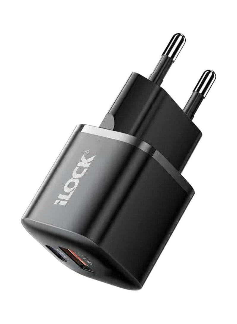 iLOCK 30W Dual Usb Fast Charger (USB-A & USB-C) | QC 3.0 Wall Charger | Compact - Image 2
