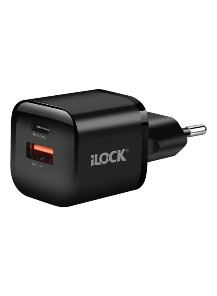 iLOCK 30W Dual Usb Fast Charger (USB-A & USB-C) | QC 3.0 Wall Charger | Compact - Image 3