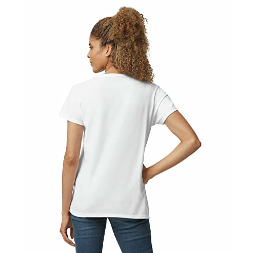Gildan Women's Heavy Cotton V-Neck T-Shirt, 2-Pack, White, Medium - Image 3
