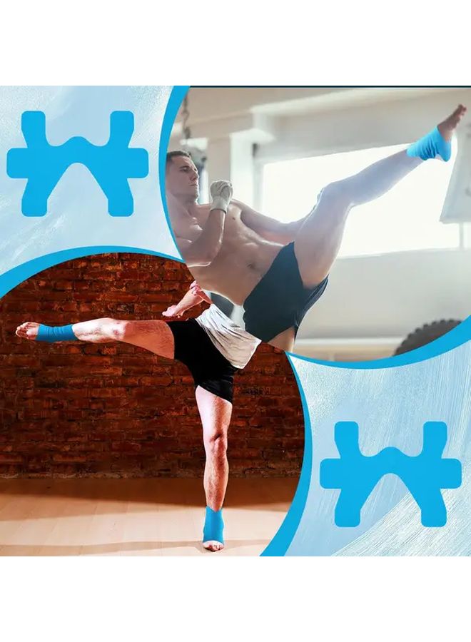 Blue 2pcs Elastic Ankle Support Bandages With Pre Cut Adhesive Stickers For Post Surgery Rehabilitation Sports Fractures Unisex Flexible Stabilizer - Image 3