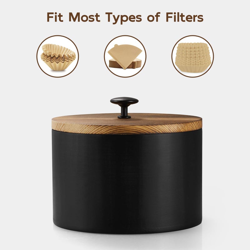 BWODYAY Coffee Filter Holder, Wood Filter Storage Container for Counter, Coffee Bar Accessories for Home Decor, Black - Image 5