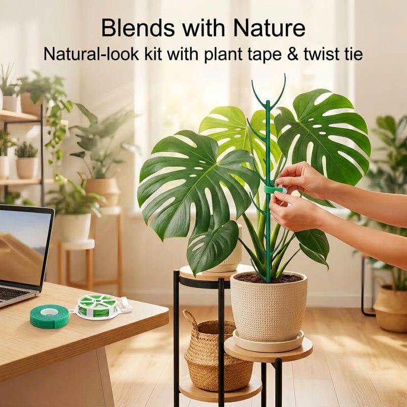 UniJoy 10-Pack Monstera Plant Support Stakes - Stackable Sticks for Indoor Plants up to 25" - Outdoor Garden Poles & Trellis with Tape & Twist Tie for Climbing Vines - Image 5