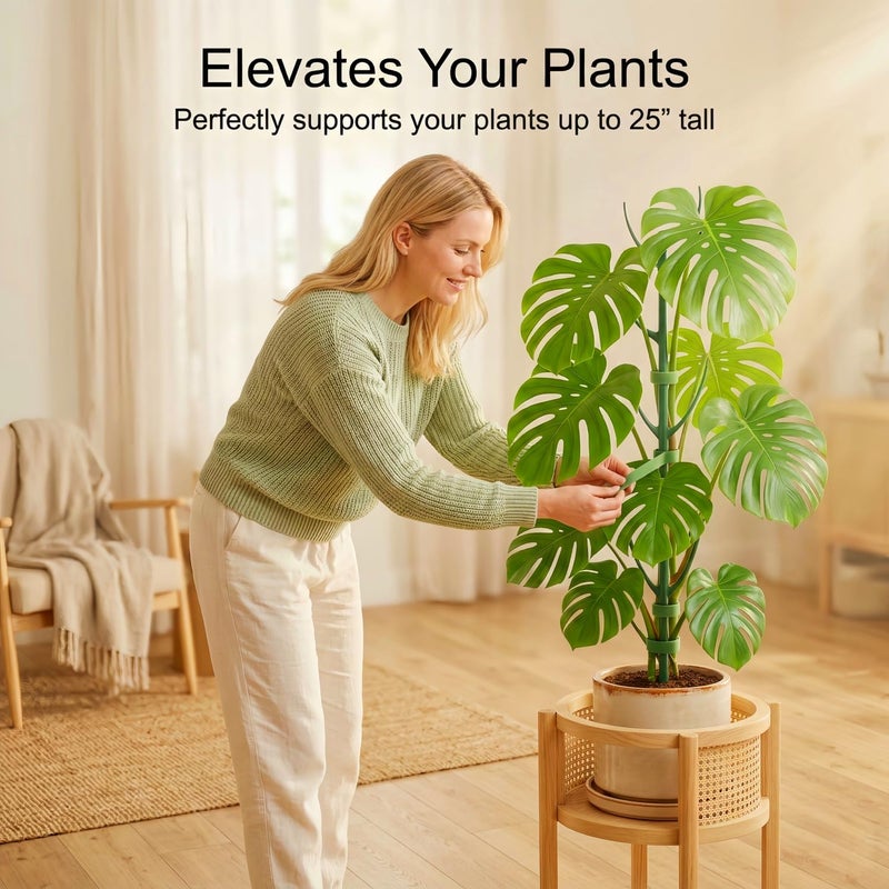UniJoy 10-Pack Monstera Plant Support Stakes - Stackable Sticks for Indoor Plants up to 25" - Outdoor Garden Poles & Trellis with Tape & Twist Tie for Climbing Vines - Image 2