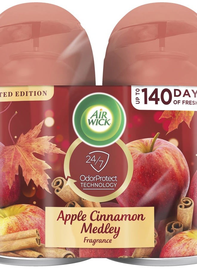 Air Wick عبوة إعادة تعبئة معطر هواء تلقائي، 2 قطعة، تفاح وقرفة، تحييد الروائح، زيوت أساسية - Image 1