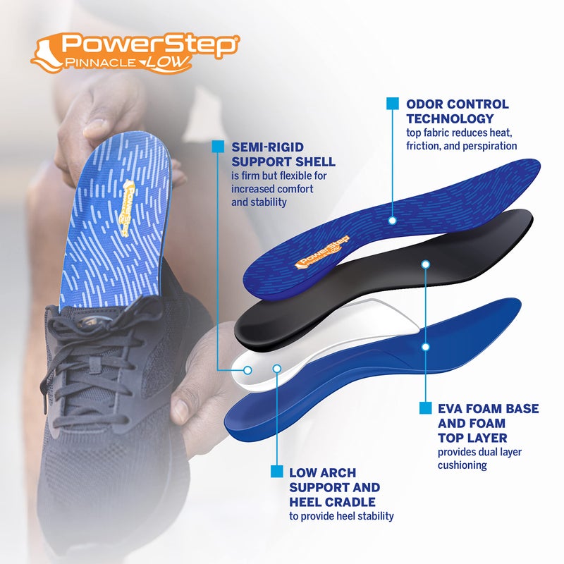 Powerstep Mens Pinnacle Low Insole, Blue/Orange, Men S 5-5.5 / Women S 7-7.5 US - Image 3