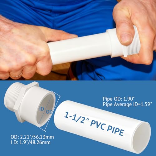 JINUYYNA 1.5 Inch Male Thread PVC Fittings White 2-Way PVC Pipe Coupling Adapter Connectors Coupling for 1-1/2 Inch Schedule 40 Pipe（2 Pack） - Image 3