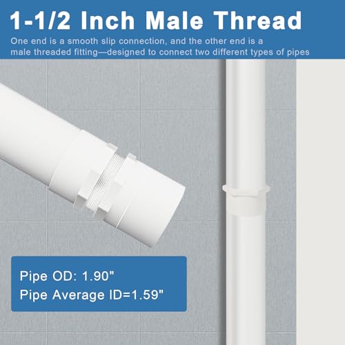 JINUYYNA 1.5 Inch Male Thread PVC Fittings White 2-Way PVC Pipe Coupling Adapter Connectors Coupling for 1-1/2 Inch Schedule 40 Pipe（2 Pack） - Image 5