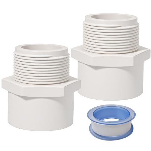 JINUYYNA 1.5 Inch Male Thread PVC Fittings White 2-Way PVC Pipe Coupling Adapter Connectors Coupling for 1-1/2 Inch Schedule 40 Pipe（2 Pack） - Image 1