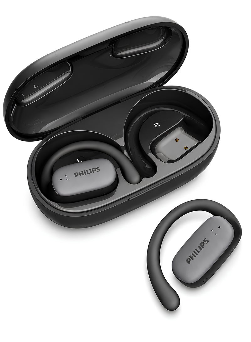 Philips Open Ear Sport Headphones, Bluetooth 5.4, Secure Earhook Fit, AI Clear Calls, IPX4 Waterproof, Touch Controls, USB-C Charging Case, 22H Battery Life,TAT3708 , Black black - Image 1