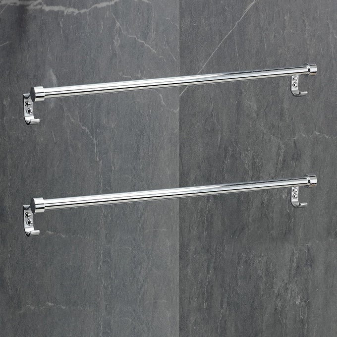 STAINLESS STEEL BATHROOM HOOK TOWEL ROD HOLDER WALL MOUNTED HAND TOWEL RAIL FOR KITCHEN AND WASHROOM24 INCH PACK OF 2