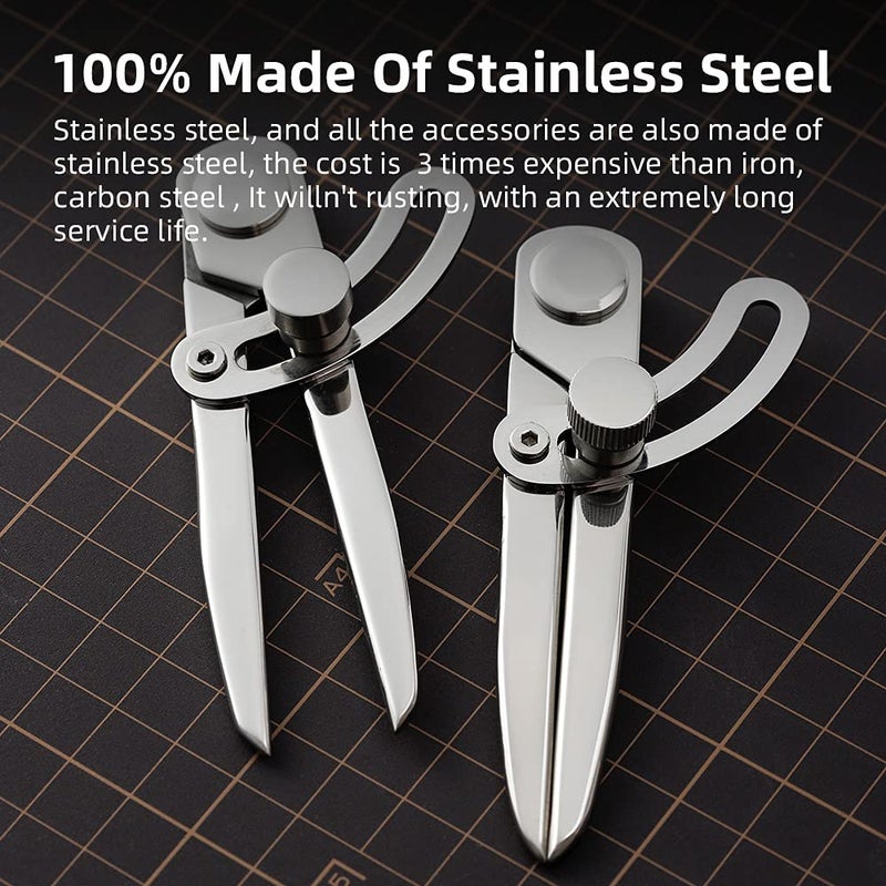 WUTA Wing Divider High Polished 304 Stainless Steel Adjustable Spacing Compass Wing Divider Scriber Leather Regulation Tools Edge Creaser DIY for Woodworking Leather Marking - Image 2