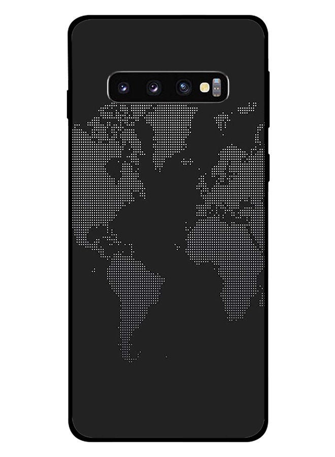 Theodor غطاء حماية لجهاز Galaxy S10 Plus بتصميم خريطة بالنقاط - Image 1