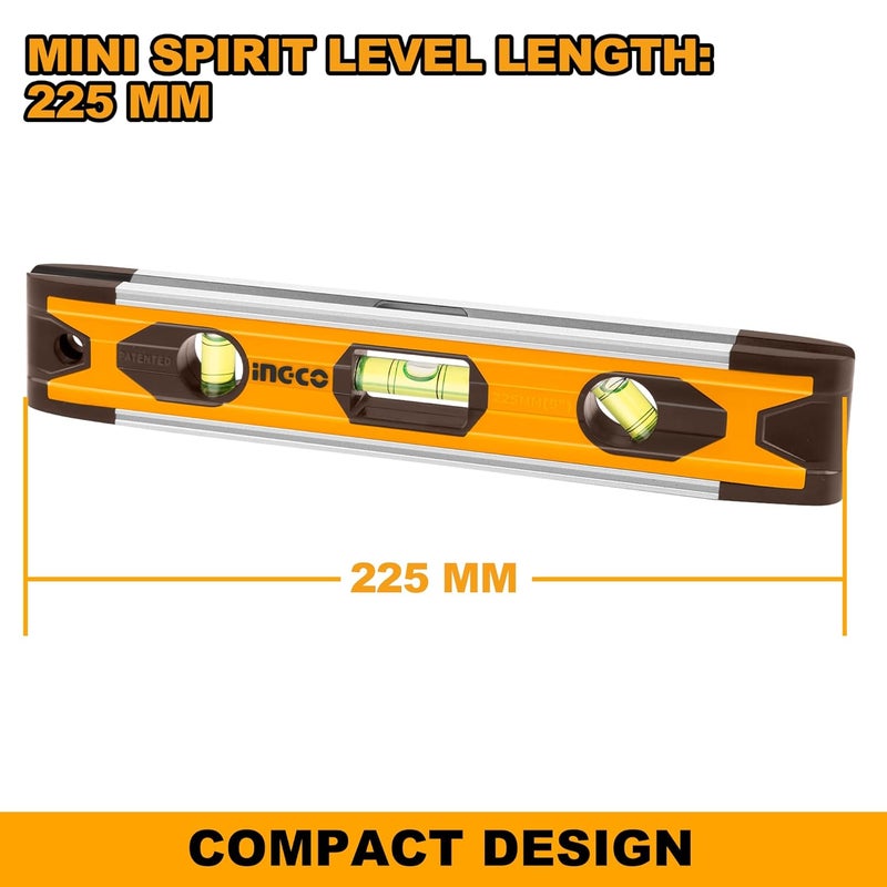 INGCO INGCO Magnetic Mini Spirit Level with 3 Bubble Leveller 4590180 for Levelling Furniture Construction - Image 2
