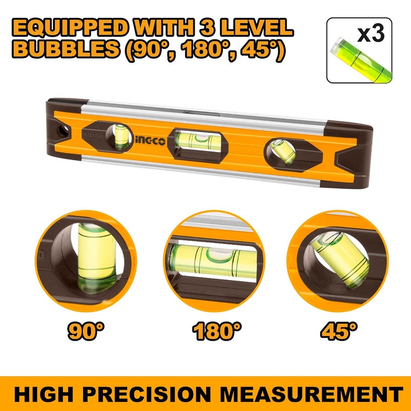 INGCO INGCO Magnetic Mini Spirit Level with 3 Bubble Leveller 4590180 for Levelling Furniture Construction - Image 3