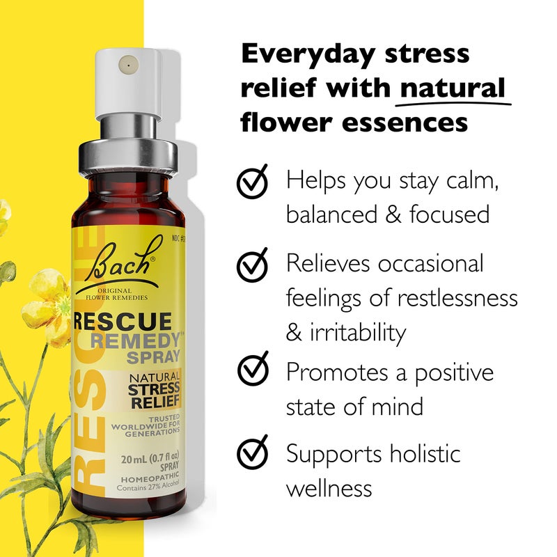RESCUE Bach RESCUE REMEDY Spray 20mL, Natural Stress Relief, Homeopathic Flower Essence, Vegan, Gluten & Sugar-Free, Non-Habit Forming (Packaging May Vary) - Image 5