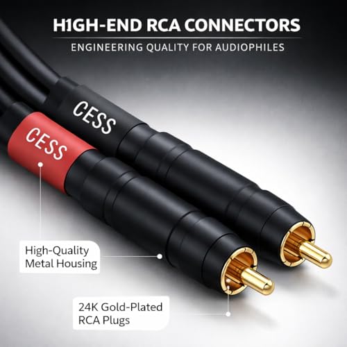 CNCESS Right Angle Banana to RCA Speaker Cable, 12AWG Flexible Silicone Wire, Gold Plated RCA, 3 Feet, 2 Pack - Image 2