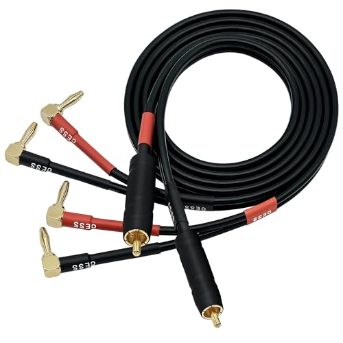 CNCESS Right Angle Banana to RCA Speaker Cable, 12AWG Flexible Silicone Wire, Gold Plated RCA, 3 Feet, 2 Pack - Image 4