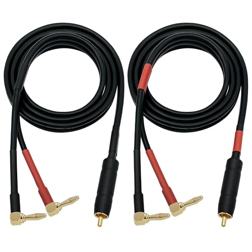 CNCESS Right Angle Banana to RCA Speaker Cable, 12AWG Flexible Silicone Wire, Gold Plated RCA, 3 Feet, 2 Pack - Image 5