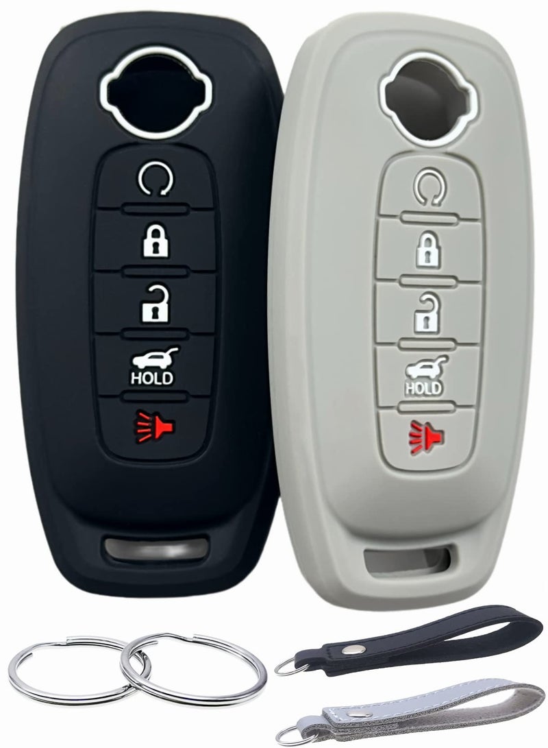 REPROTECTING siliconer Key Fob Cover Compatible with Nissan Pathfinder Rogue Kicks 2023 2024 2025 5 Buttons GreyBlack