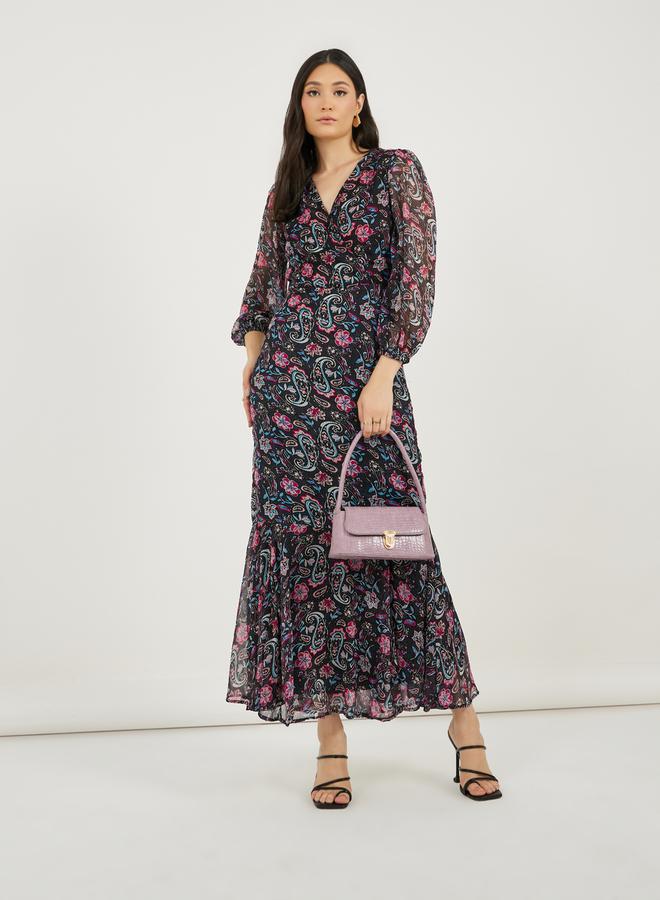 Styli All Over Print Long Sleeves A-Line Maxi Dress - Image 1