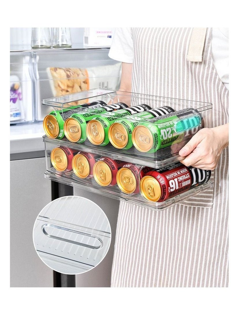 DARIYAH Double-Layer Transparent Soda Cola Refrigerator Can storage box rolling beverage rack XQ-026 - Image 3