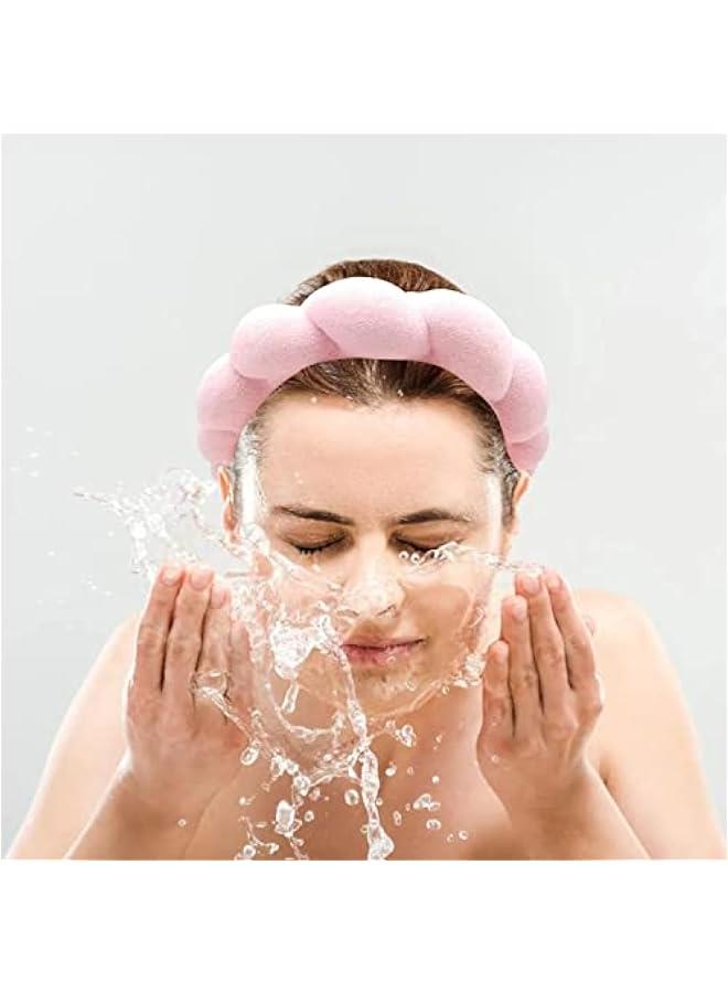 RYNX 6PCS Spa Headband for Washing Face and Wrist Bands for Washing Face Set Makeup Headband and Wrist Towels for Washing Face Skincare Headbands Head Bands for Women's Hair，Sponge Puffy - Image 2