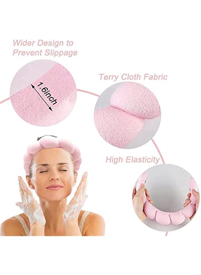 RYNX 6PCS Spa Headband for Washing Face and Wrist Bands for Washing Face Set Makeup Headband and Wrist Towels for Washing Face Skincare Headbands Head Bands for Women's Hair，Sponge Puffy - Image 4