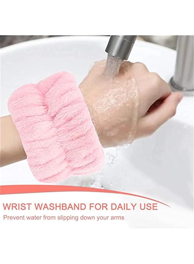 RYNX 6PCS Spa Headband for Washing Face and Wrist Bands for Washing Face Set Makeup Headband and Wrist Towels for Washing Face Skincare Headbands Head Bands for Women's Hair，Sponge Puffy - Image 5