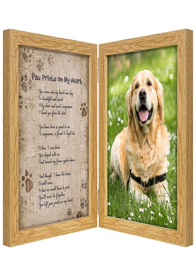 kullder Pet Lover Sympathy Gift Memorial Picture Frame for Loss of Dog Cat Loss Gifts Pet Rememberance Frame with Paw Print On My Heart Poem Dog Photo Frame 5x7 Keepsake - Image 1