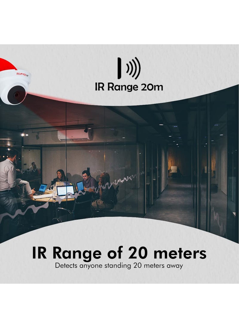 CP PLUS - CP PLUS 5MP IR Dome Security Camera | 3.6 mm Fixed Lens | Max. 25fps at 5MP (16:9 Video Output) | IR Range of 20 Mtrs | Support Built-in Mic -CP-USC-DC51PL2C-V3 - Image 1