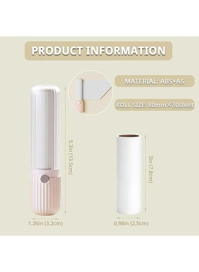 Compact Lint Roller with 120 Sheets, Portable Pet Hair Remover for Clothes, Furniture, and Travel Household Use, 1 Handle+4 Roller Refills Replacement (Pink)  - Image 2