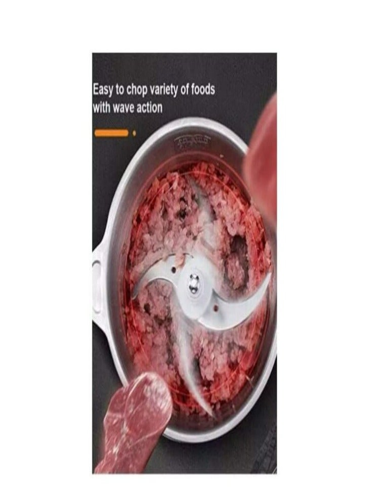 JIHAM Electric Meat Grinder 300W Power Multi-Function Stainless Steel Food Processor for Meat Vegetables Fruits Nuts 2-Speed Control Food Chopper for Home Kitchen Restaurants 2 Liter) - Image 2