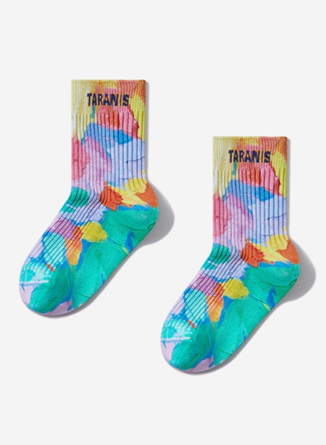 TARANIS Colorful Artistic Tie - Dye Style Kids' Crew Socks - Image 1