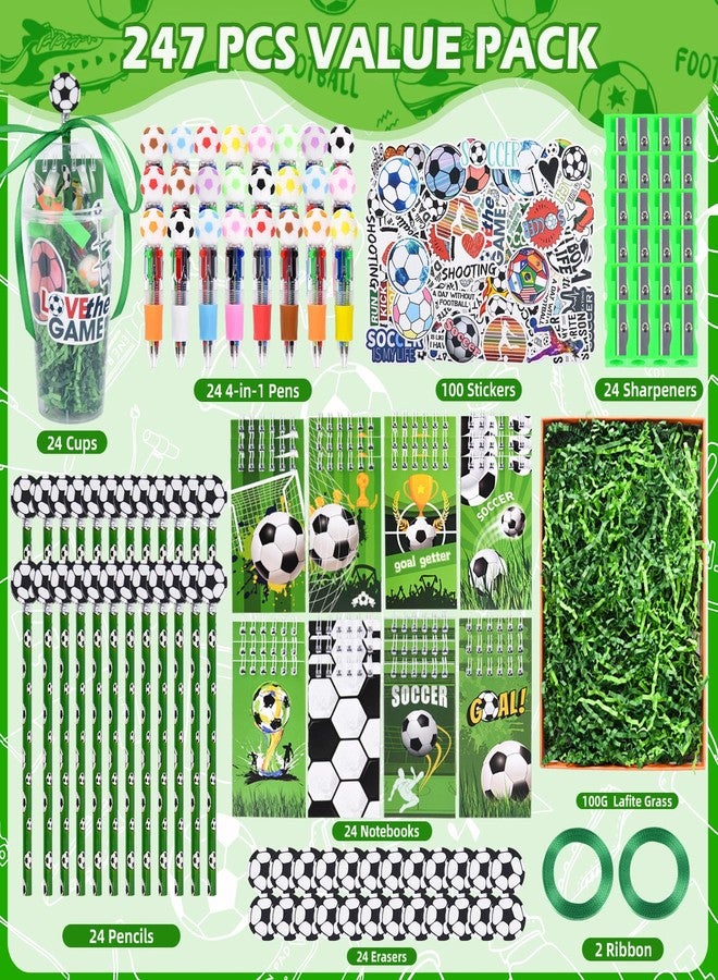 LiYiQ 247 Pcs Soccer Party Supplies Return Gifts for Party, Student Stationery Gifts from Teacher Rewards Prizes, Pencil Erasers Notebooks Stickers for Soccer Classroom Birthday - Image 4