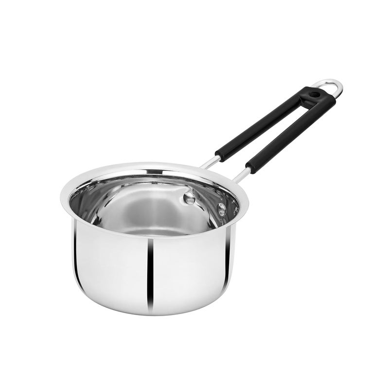 BOWLS  MORE BOWLS MORE Flat Bottom Sauce Pan 16 cm 13 Litres Heavyduty Stainless Steel With HeatResistant Handle Induction Gas Stove Compatible Matt Glossy Finish Silver - Image 2