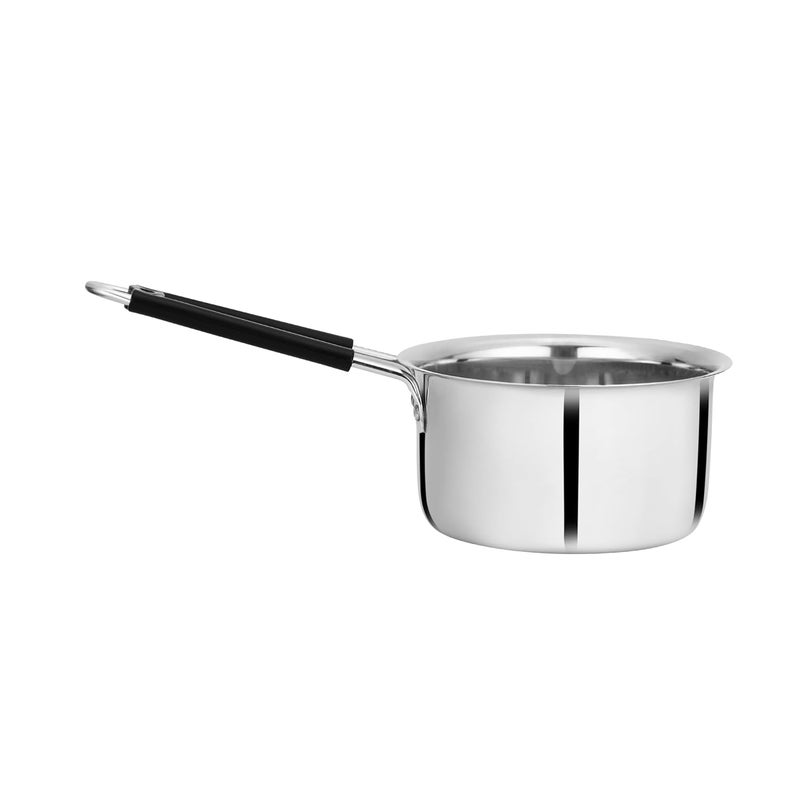 BOWLS  MORE BOWLS MORE Flat Bottom Sauce Pan 16 cm 13 Litres Heavyduty Stainless Steel With HeatResistant Handle Induction Gas Stove Compatible Matt Glossy Finish Silver - Image 3