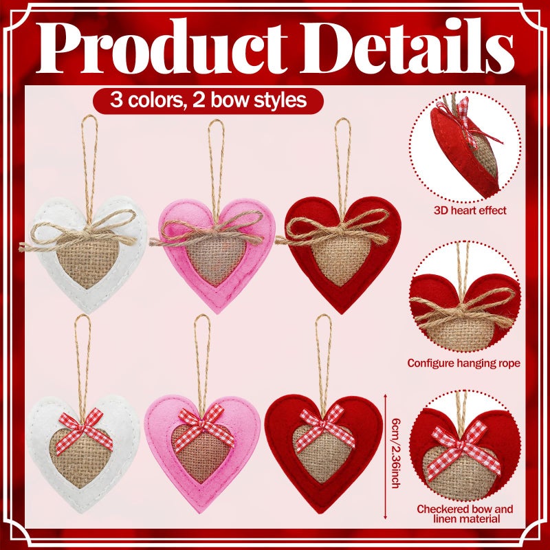Remagr 24 Pcs Valentines Day Felt Heart Ornaments Felt Valentine Ornament Tree Decorations Hanging Ornaments for Door Wall Mantel Decoration Arts Crafts Supplies - Image 3