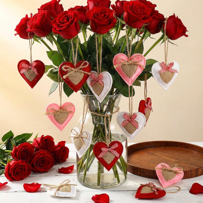 Remagr 24 Pcs Valentines Day Felt Heart Ornaments Felt Valentine Ornament Tree Decorations Hanging Ornaments for Door Wall Mantel Decoration Arts Crafts Supplies - Image 4