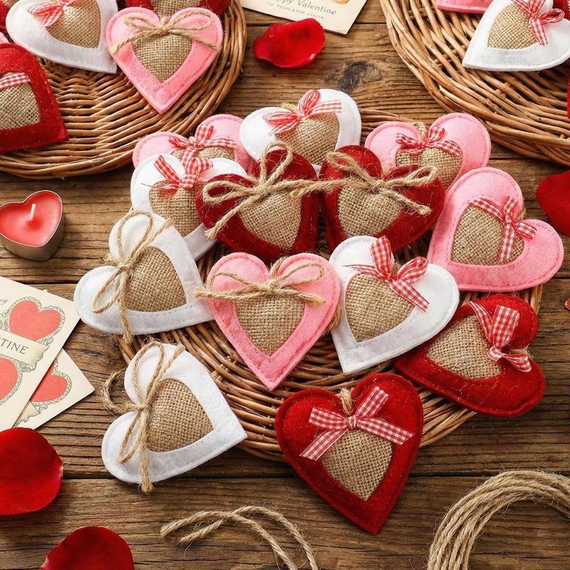 Remagr 24 Pcs Valentines Day Felt Heart Ornaments Felt Valentine Ornament Tree Decorations Hanging Ornaments for Door Wall Mantel Decoration Arts Crafts Supplies - Image 2