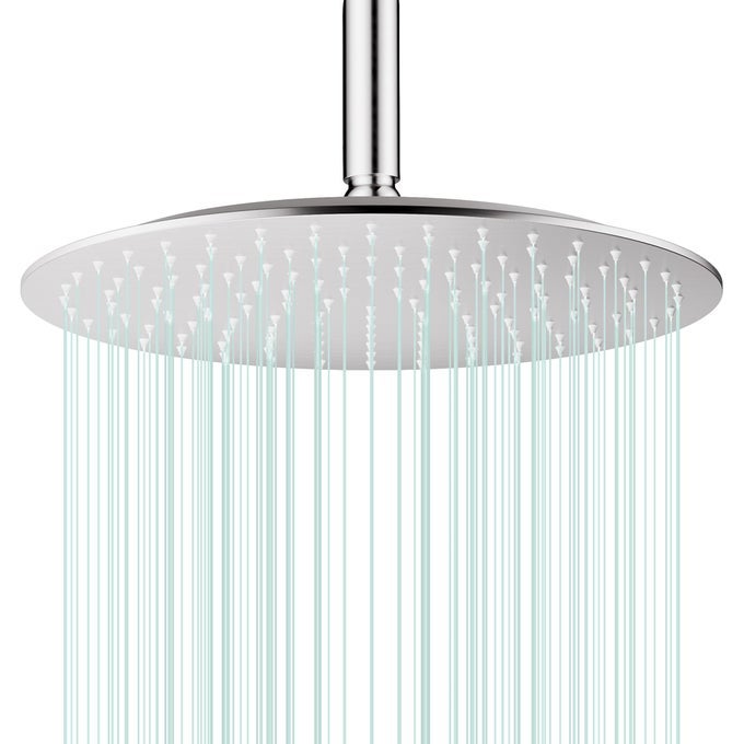 ALL METAL RAIN SHOWER HEAD HEAVY DUTY STAINLESS STEEL EASY INSTALL HIGH WATER FLOW ULTRATHIN MODERN DESIGN FOR BATHROOM BRUSHED NICKEL 12