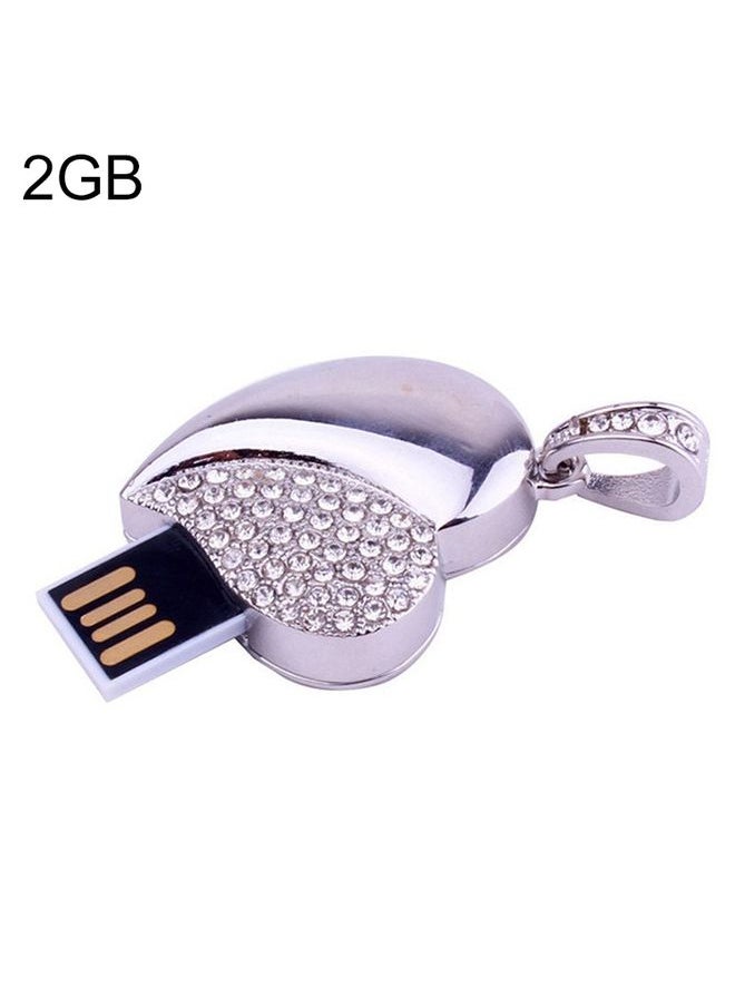 BURAQ Silver Heart Shaped Diamond Jewelry USB Flash Disk, Special for Valentines Day Gifts (2GB)  - Image 1