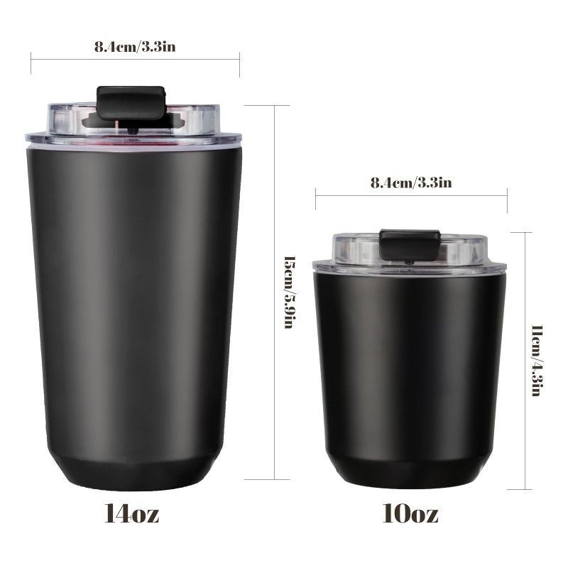 Puraville 2 Pack Insulated Tumblers with Lid  10 oz Travel Coffee Mug Stainless Steel Vacuum Thermos Cup Leak Proof Double Walled Coffee Tumbler for Iced and Hot Drinks Black and Cream - Image 2