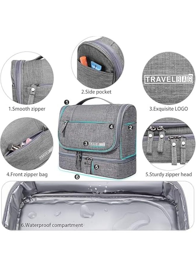 Hanging Travel Toiletry Bag, Multifunctional Dry and Wet Separation Toiletry Bag, Hanging Cosmetic Organizer Kit, Heavy-duty Zippers Waterproof Organizer for Women and Men - Image 3